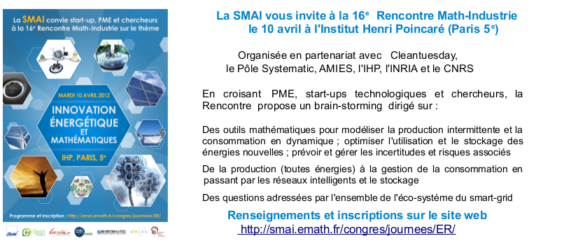 Invitation à
 l& 16eme rencontre SMAI Math Industrie